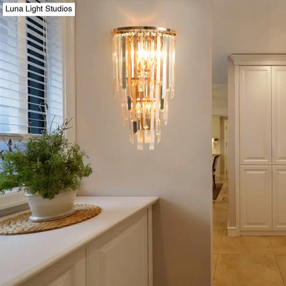 DecorBites™ Retro Gold Waterfall Sconce – Wall Mounted Crystal Lighting for Hallway (3 Lights)