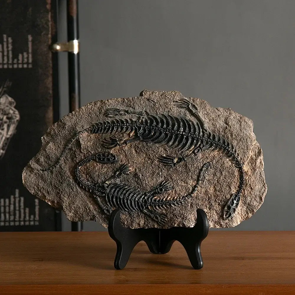 Retro gray and beige dino fossil animal statue living room decor