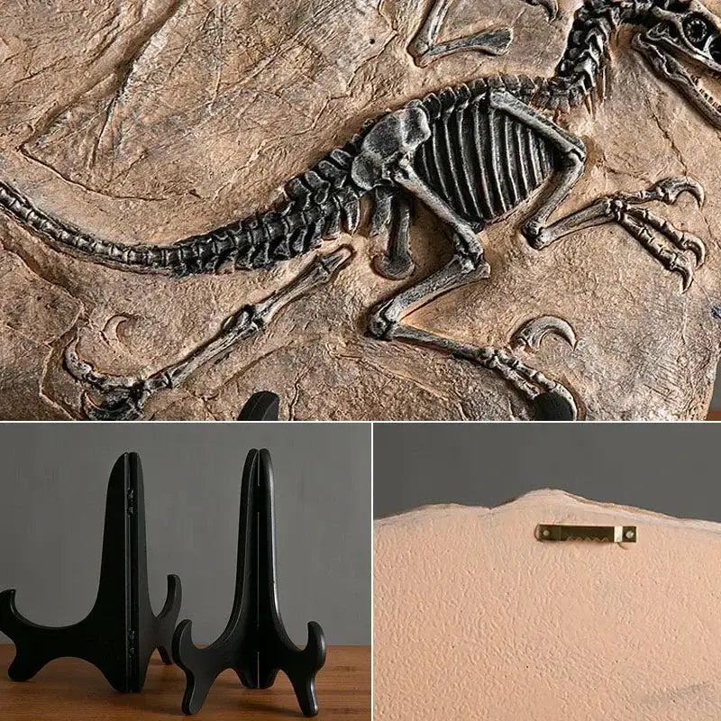 Retro gray and beige dino fossil animal statue living room decor