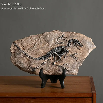Retro gray and beige dino fossil animal statue living room decor