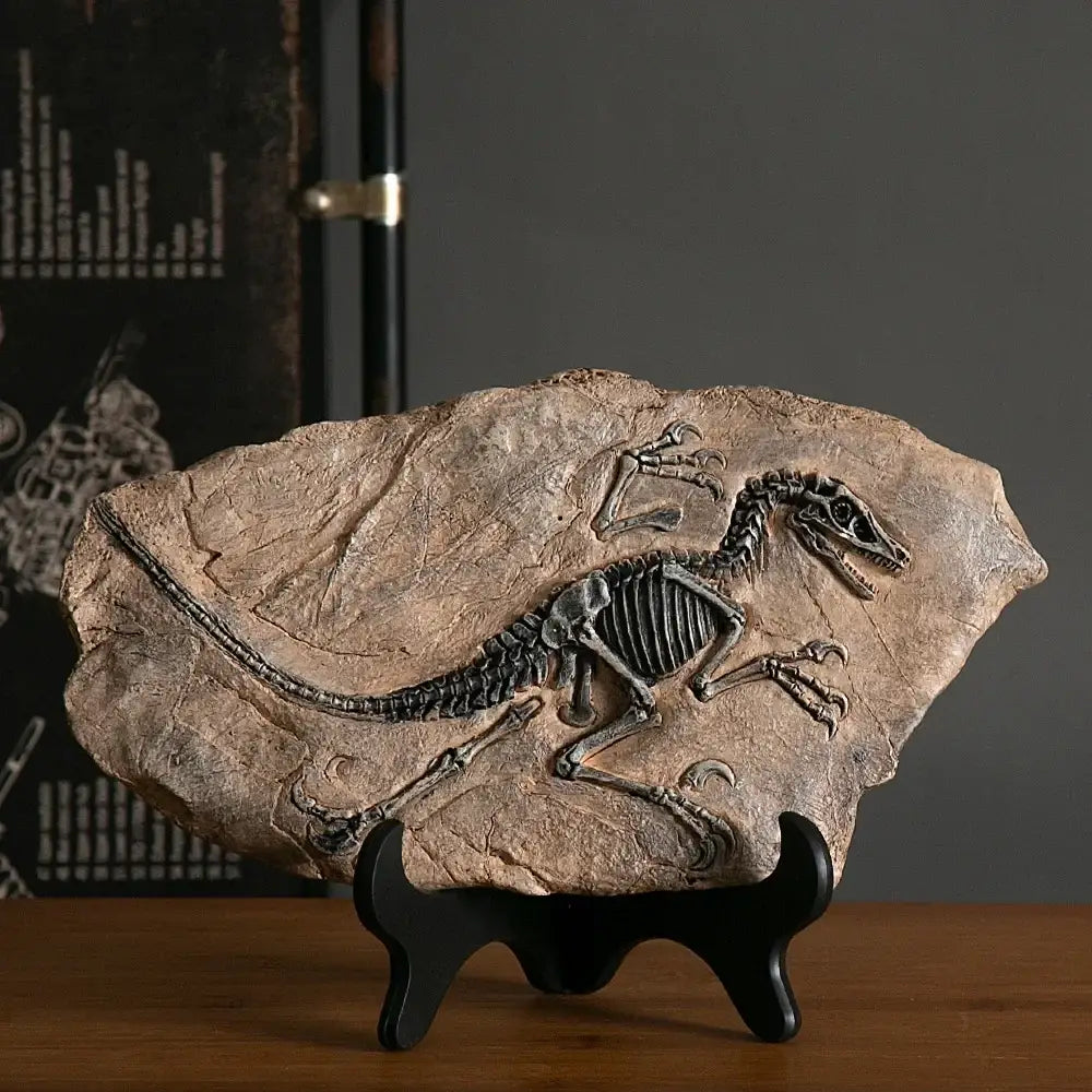 Retro gray and beige dino fossil animal statue living room decor