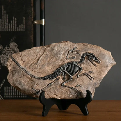 Retro gray and beige dino fossil animal statue living room decor