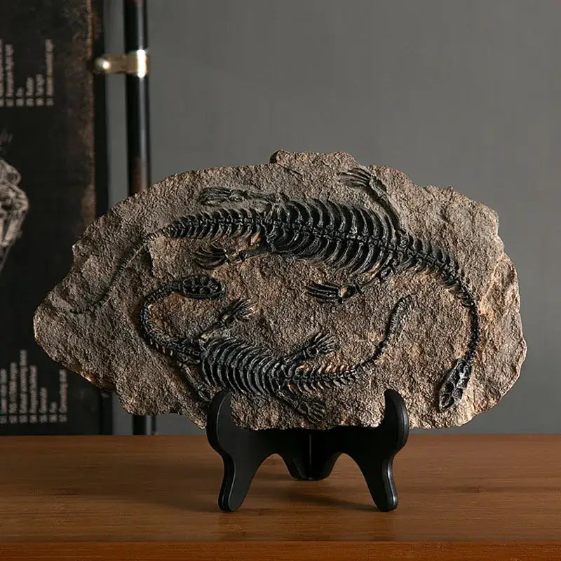 Retro gray and brown dinosaur fossil figurine living room decor