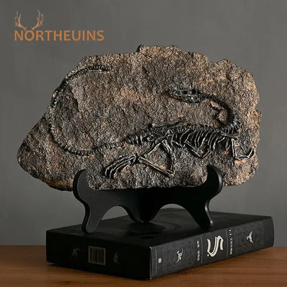Retro gray and brown dinosaur fossil figurine living room decor