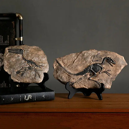Retro gray and brown dinosaur fossil figurine living room decor