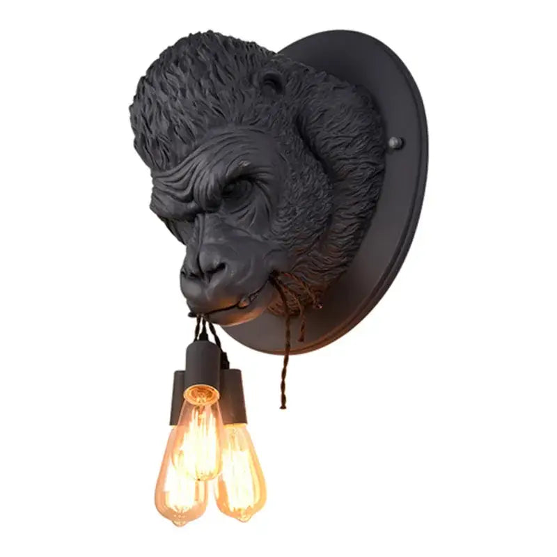 Retro gray gorilla resin wall lamp bedroom lighting
