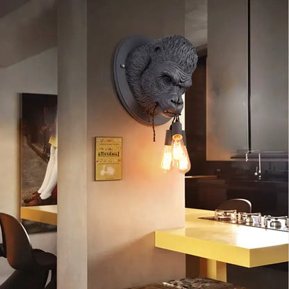 Retro gray gorilla resin wall lamp bedroom lighting