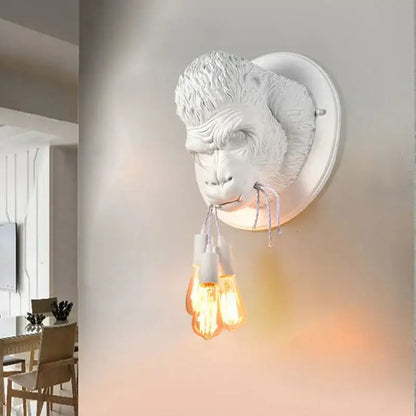Retro gray gorilla resin wall lamp bedroom lighting