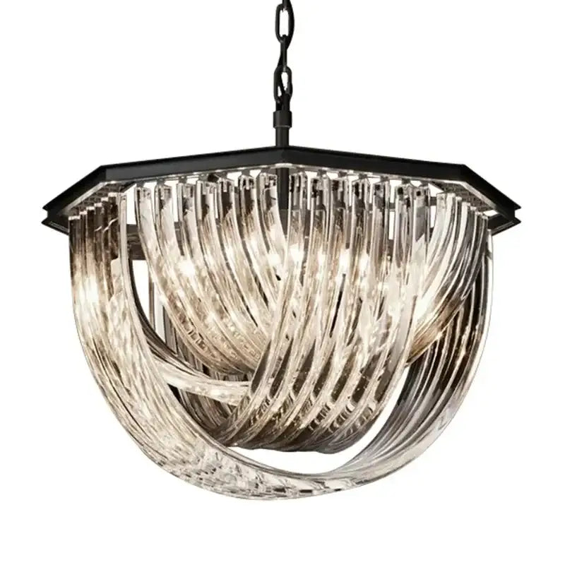 Retro hexagonal black metal e14 pendant lights living room chandelier