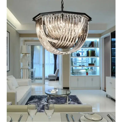Retro hexagonal black metal e14 pendant lights living room chandelier