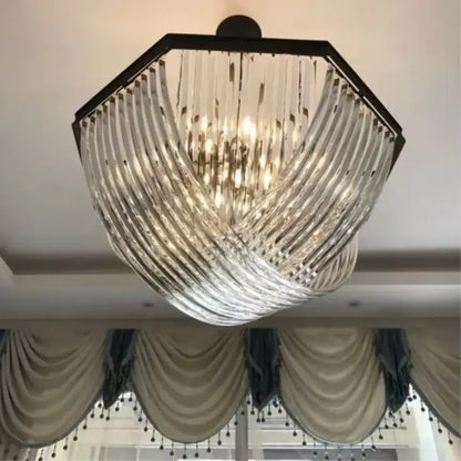 Retro hexagonal black metal e14 pendant lights living room chandelier