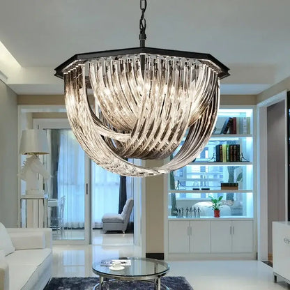 Retro hexagonal black metal e14 pendant lights living room chandelier