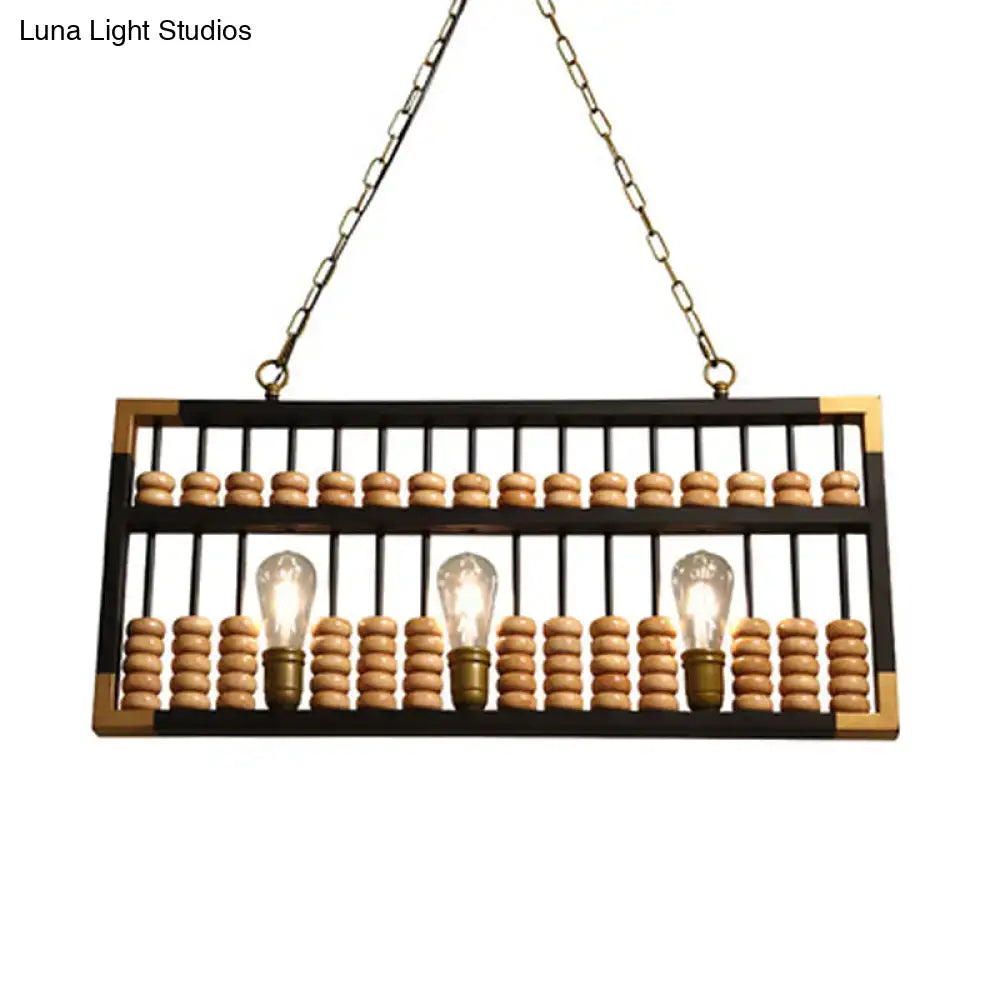 Retro industrial black & brass abacus shape island chandelier dining room
