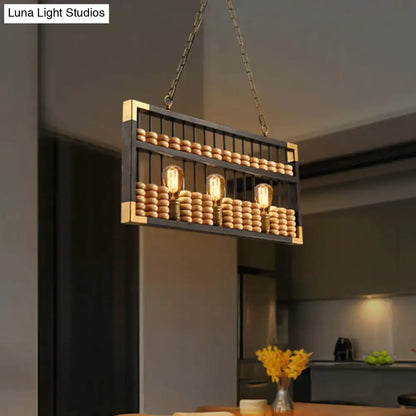 Retro industrial black & brass abacus shape island chandelier dining room