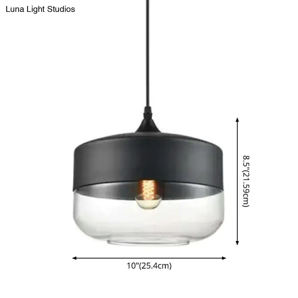 Retro industrial black & smoked glass pendant lighting dining room