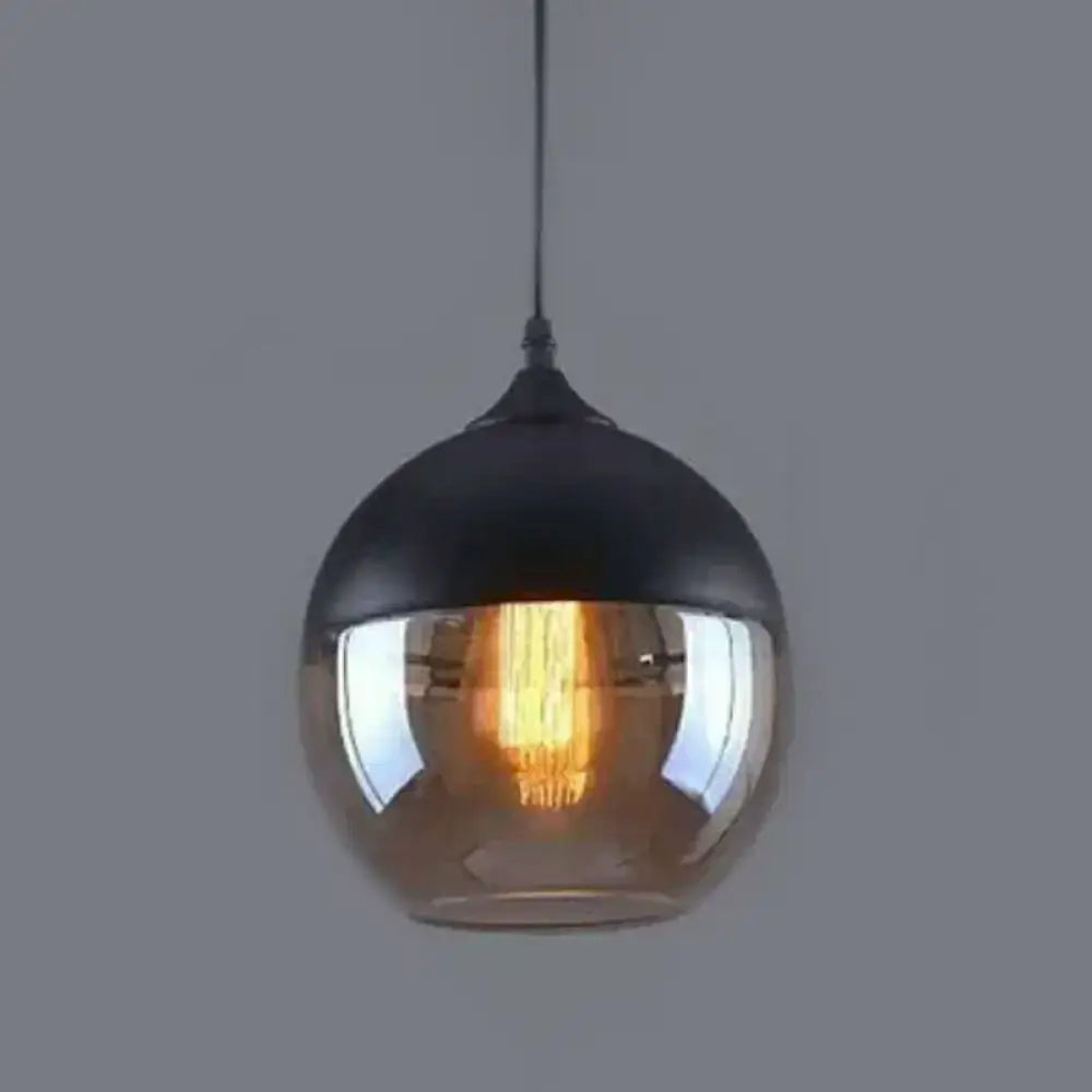 Retro industrial black & smoked glass pendant lighting dining room