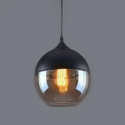 Retro industrial black & smoked glass pendant lighting dining room