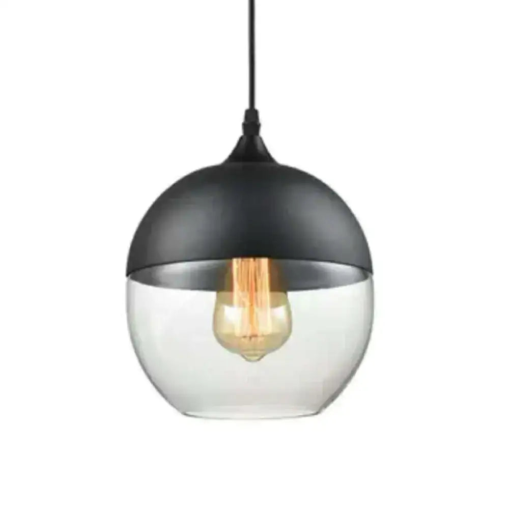 Retro industrial black & smoked glass pendant lighting dining room