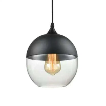 Retro industrial black & smoked glass pendant lighting dining room