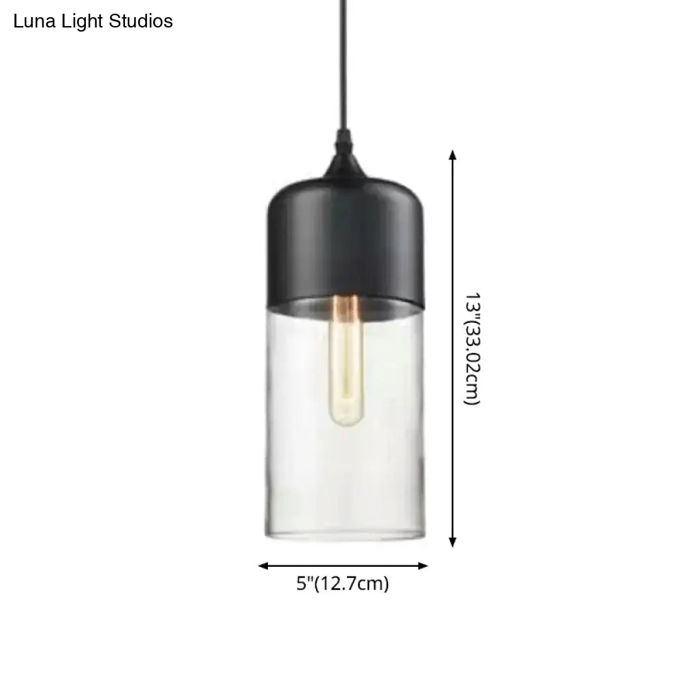 Retro industrial black & smoked glass pendant lighting dining room