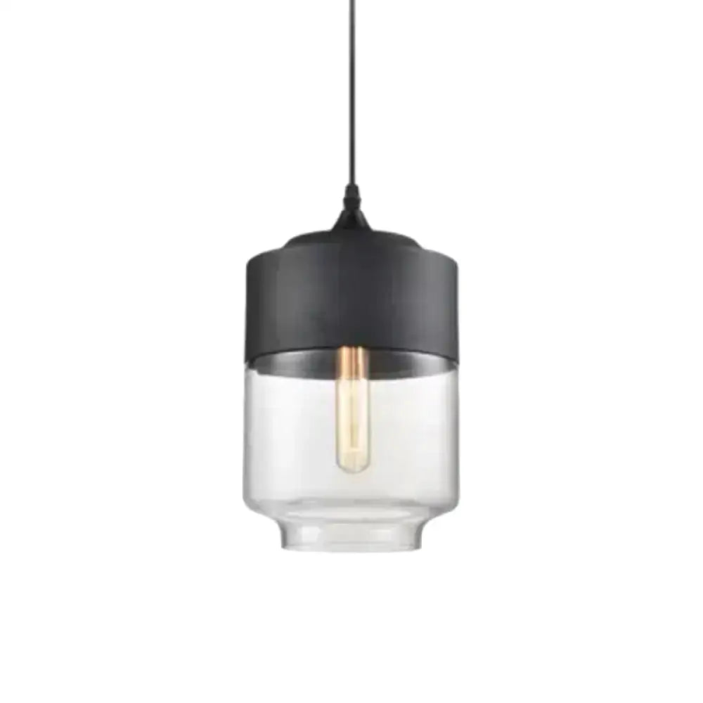 Retro industrial black & smoked glass pendant lighting dining room