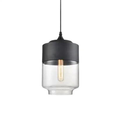 Retro industrial black & smoked glass pendant lighting dining room