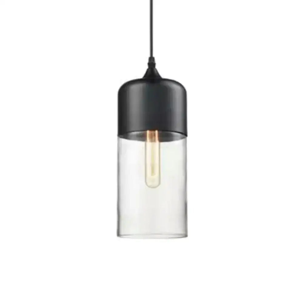 Retro industrial black & smoked glass pendant lighting dining room
