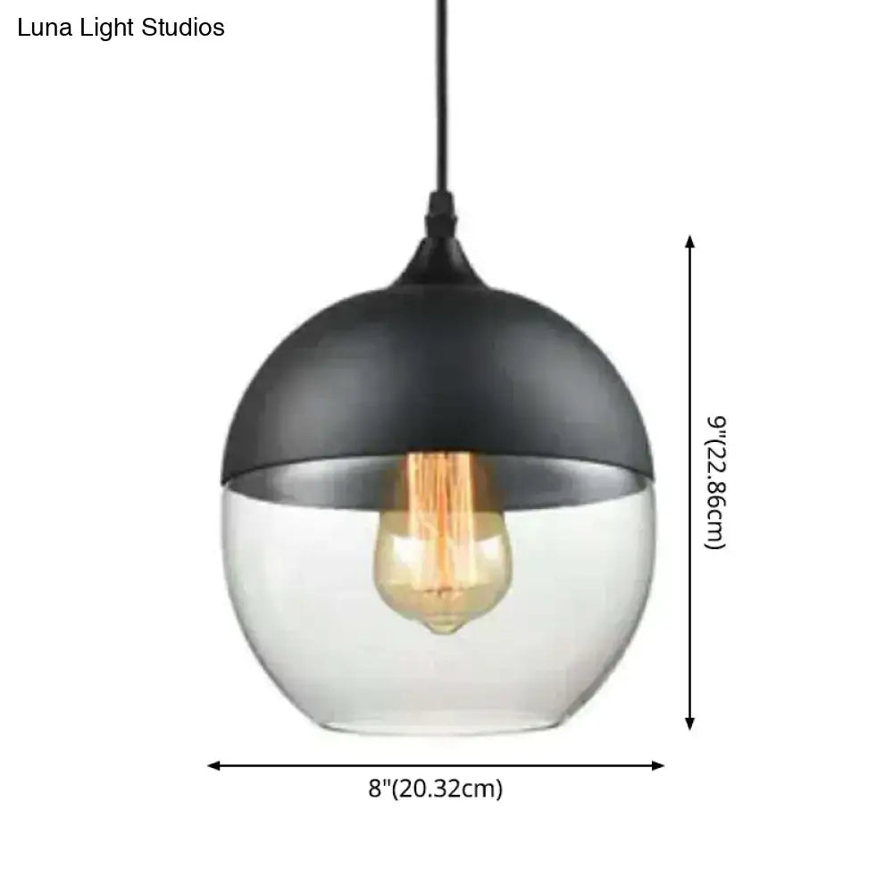 Retro industrial black & smoked glass pendant lighting dining room
