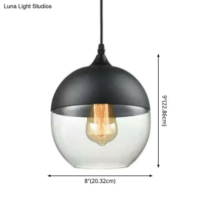 Retro industrial black & smoked glass pendant lighting dining room