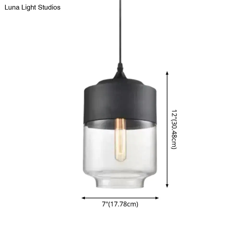 Retro industrial black & smoked glass pendant lighting dining room