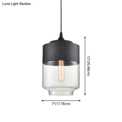 Retro industrial black & smoked glass pendant lighting dining room