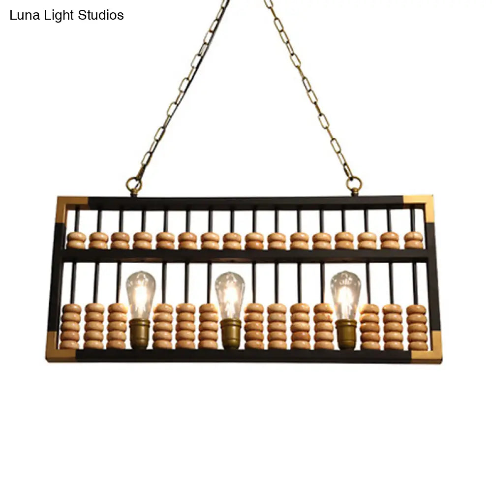 DecorBites™ Retro Industrial Metal Abacus Pendant Chandelier - 3-Light Island Lamp for Bar/Restaurant