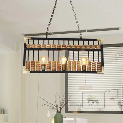 DecorBites™ Retro Industrial Metal Abacus Pendant Chandelier - 3-Light Island Lamp for Bar/Restaurant