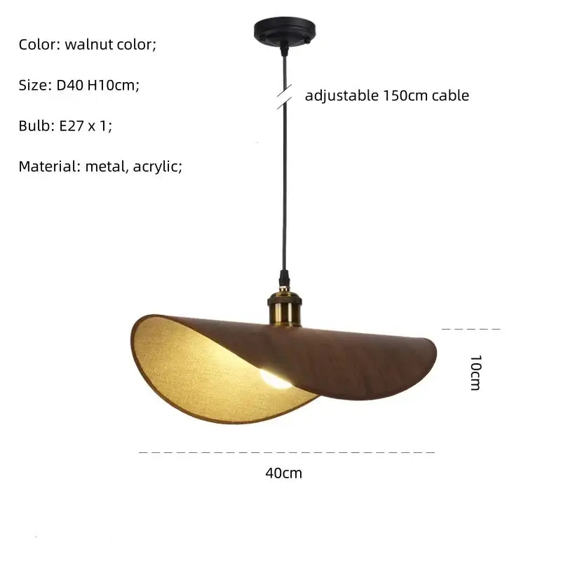 Retro leaf wooden hat pendant light natural & dark wood dining room