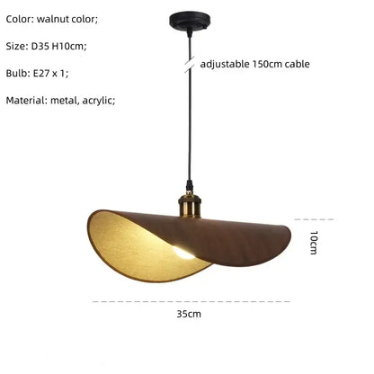 Retro leaf wooden hat pendant light natural & dark wood dining room