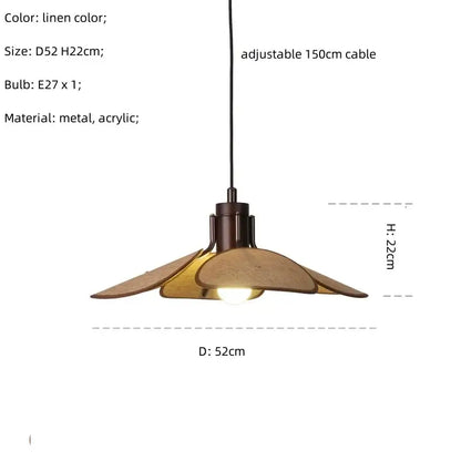 Retro leaf wooden hat pendant light natural & dark wood dining room
