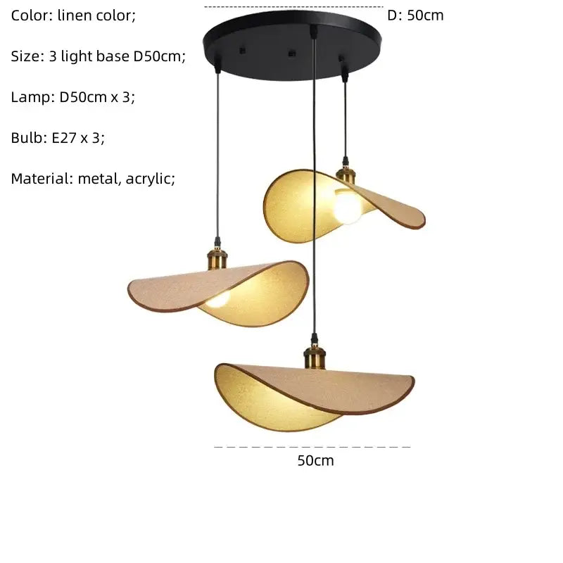 Retro leaf wooden hat pendant light natural & dark wood dining room