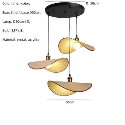 Retro leaf wooden hat pendant light natural & dark wood dining room