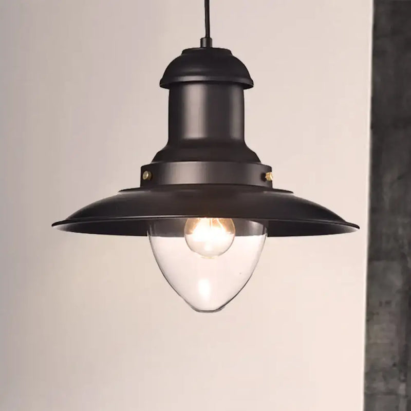 Retro loft saucer black & white pendant light for coffee shop kitchen
