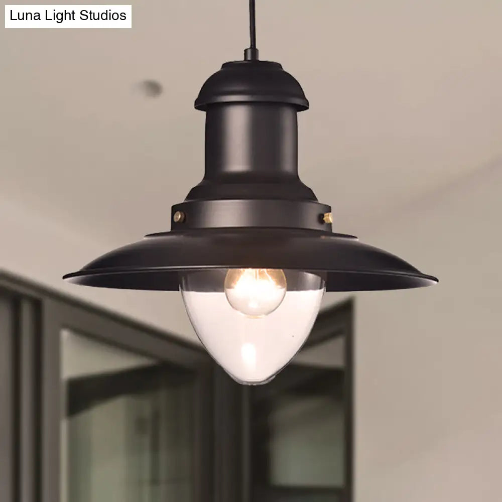 DecorBites™ Retro Loft Saucer Ceiling Pendant Light in Black/White for Coffee Shop