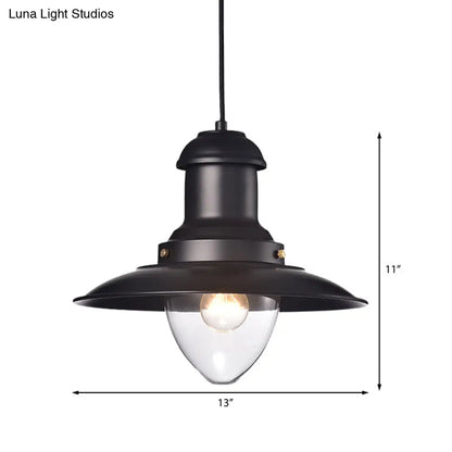 DecorBites™ Retro Loft Saucer Ceiling Pendant Light in Black/White for Coffee Shop