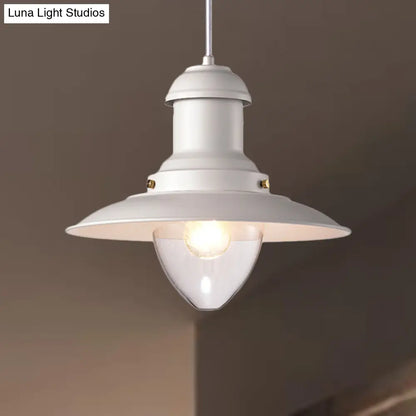 DecorBites™ Retro Loft Saucer Ceiling Pendant Light in Black/White for Coffee Shop