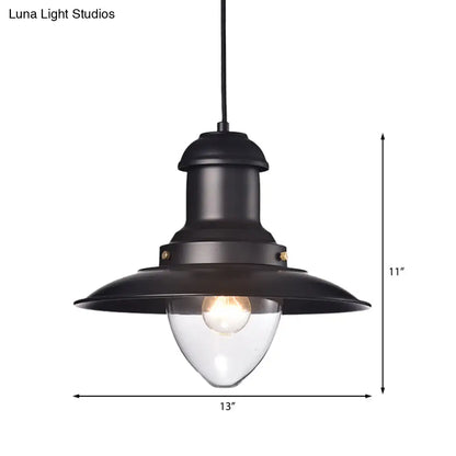 DecorBites™ Retro Loft Saucer Ceiling Pendant Light in Black/White for Coffee Shop