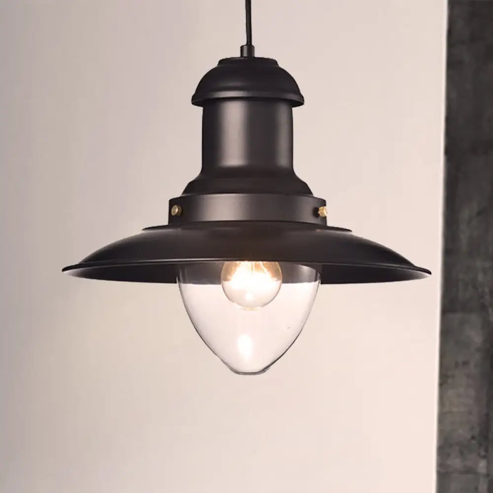 DecorBites™ Retro Loft Saucer Ceiling Pendant Light in Black/White for Coffee Shop