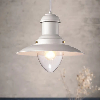 DecorBites™ Retro Loft Saucer Ceiling Pendant Light in Black/White for Coffee Shop