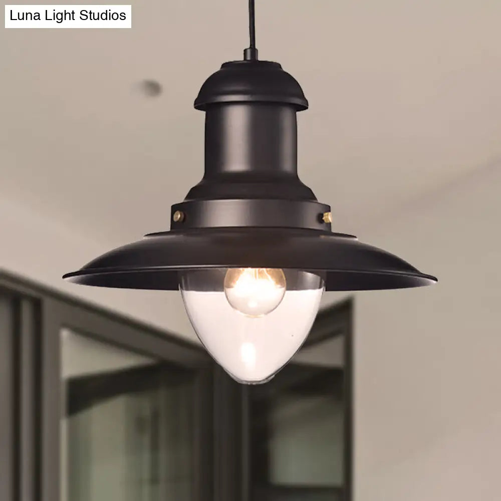 DecorBites™ Retro Loft Saucer Ceiling Pendant Light in Black/White for Coffee Shop