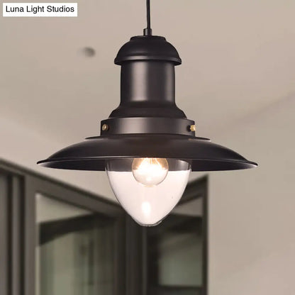 DecorBites™ Retro Loft Saucer Ceiling Pendant Light in Black/White for Coffee Shop