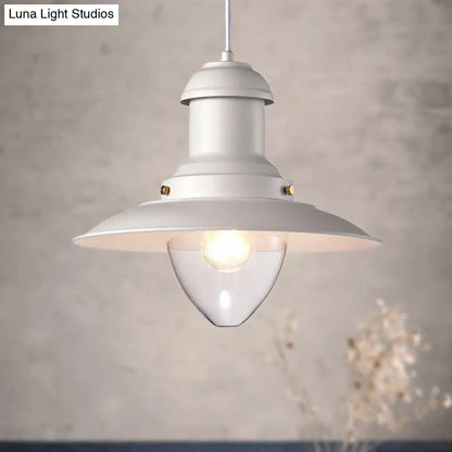 DecorBites™ Retro Loft Saucer Ceiling Pendant Light in Black/White for Coffee Shop