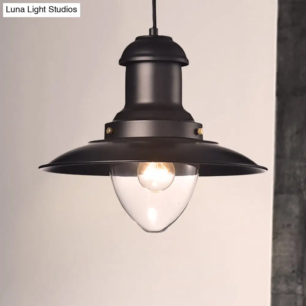 DecorBites™ Retro Loft Saucer Ceiling Pendant Light in Black/White for Coffee Shop