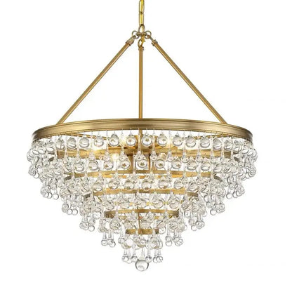 Retro luxury gold crystal bead ceiling pendant lights dining room